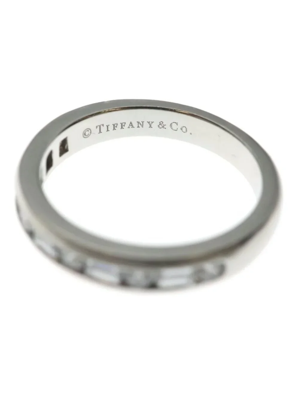 Tiffany & Co Half Eternity Channel Setting Baguette Cut Diamond Ring Platinum